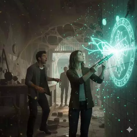 AI Video from prompt: Deewar par koi purana aur khaufnak nishan ubhart