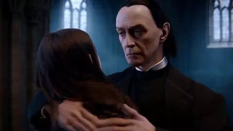 AI Video from prompt: Северус Снейп обнимает девушку с темными волосам