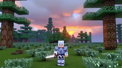 AI Video from prompt: A cinematic Minecraft scene, a blocky landscape 