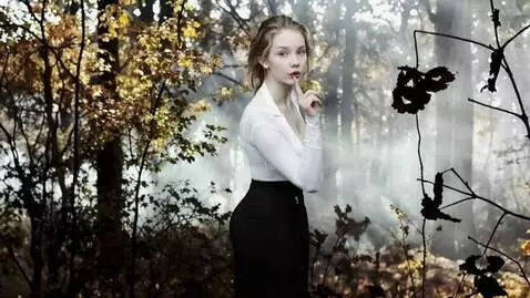 AI Video from prompt: POV, A pretty young woman puts her index finger 