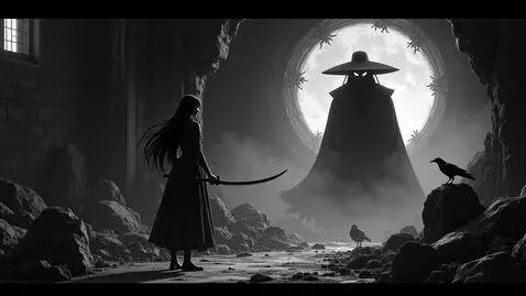 AI Video from prompt: Japanese anime noir, black and white, 6 seconds,