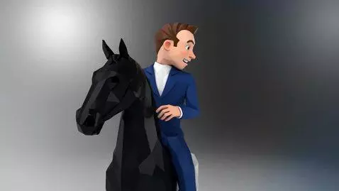 AI Video from prompt: A full-body, low-poly 3D-rendered digital image 