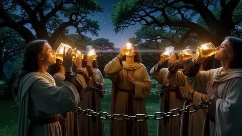 AI Video from prompt: Gather in sacred circle, take the sip of memory 