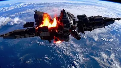 AI Video from prompt: Galactic federation on fire heading toward Earth