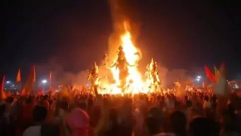 AI Video from prompt: An epic cinematic festival scene of Dasara (Duss