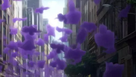 AI Video from prompt: cientos de almas en esencia lila volviendo volan