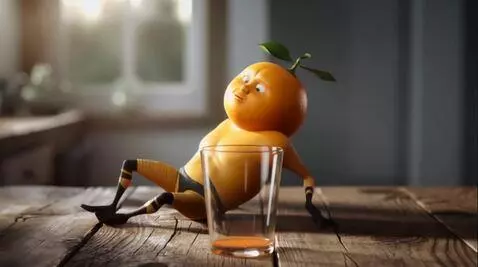 AI Video from prompt: A cute anthropomorphic orange with expressive ey