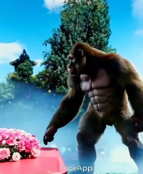 AI Video from prompt: Поднимает букет огромный цветов много идёт на ка