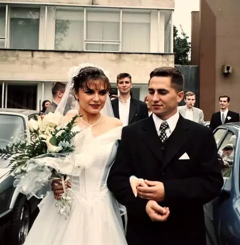 AI Video from prompt: Wedding. A man and a woman look at each other an