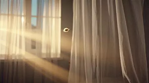 AI Video from prompt: A ray of light through the curtain. A speck of d