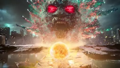 AI Video from prompt: {   "prompt": "The Plastic Waste Titan roars, it