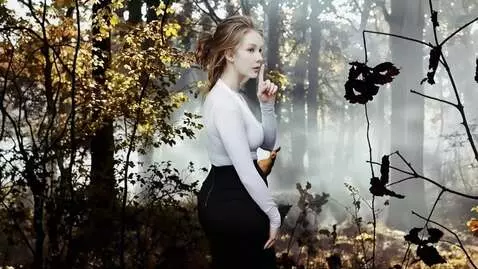 AI Video from prompt: POV, A pretty young woman puts her index finger 