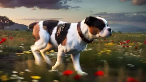 AI Video from prompt: My beautiful tri-color American Bully, Sunnie, t