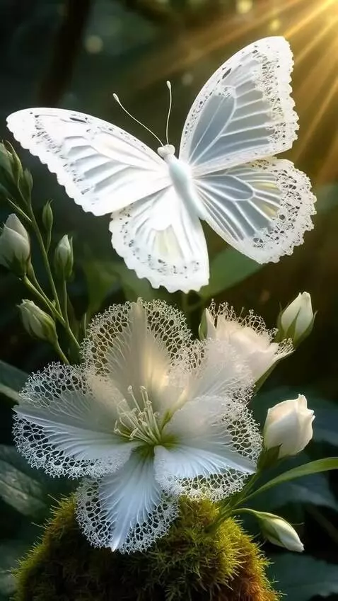 AI Video from prompt: бабочка порхает  блестит