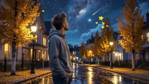 AI Video from prompt: Twilight, starry sky, a deserted street in a pro
