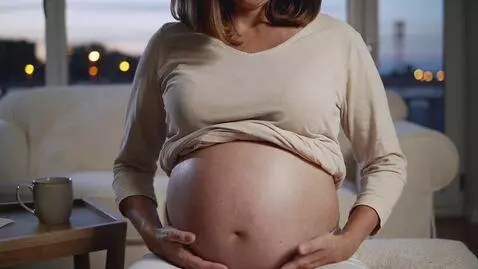 AI Video from prompt: Very very huge pregnant belly is moving and very