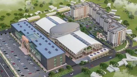 AI Video from prompt: Zoom in on the building in front