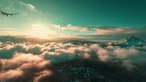 AI Video from prompt: Create a cinematic video intro showing epic trav