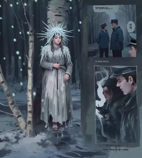 AI Video from prompt: Девушка на берёзе не двигается, у нее закрыты гл