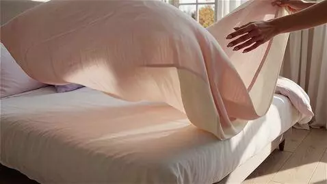 AI Video from prompt: Elegant scene in a bright bedroom, beautiful fem