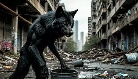 AI Video from prompt: Black werewolf growls and says, that it's not a 