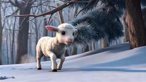 AI Video from prompt: Ягненок побежал в лесу зимой, а козел наказал не