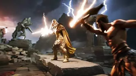 AI Video from prompt: Kratos vs Zeus, God of War 3 Style, 8k