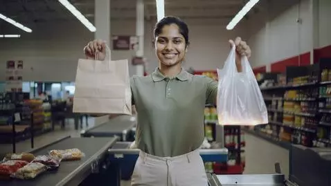 AI Video from prompt: “INT. SUPERMARKET CHECKOUT – BRIGHT LIGHTS. Cash