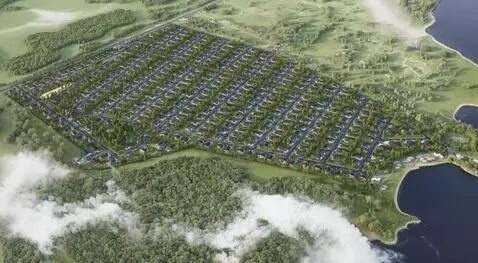 AI Video from prompt: Create a video that will fly over the village sh