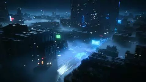 AI Video from prompt: ultra-detailed cinematic aerial view of cyberpun