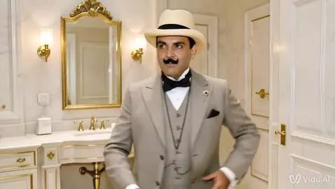 AI Video from prompt: Мужчина в костюме ведёт себя, как Брюс Ли перед 