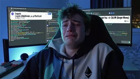 AI Video from prompt: A web 3 grinder in discord crying after ge gets 