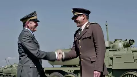 AI Video from prompt: A British military officer with a cap on his hea