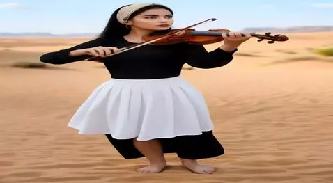 AI Video from prompt: The girl plays the violin.