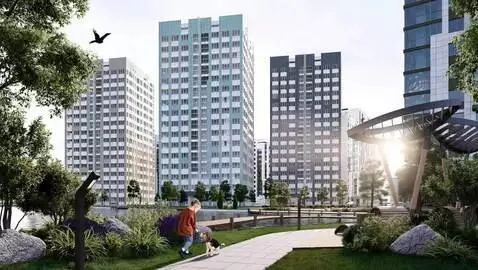 AI Video from prompt: A sunny residential courtyard, flooded with warm