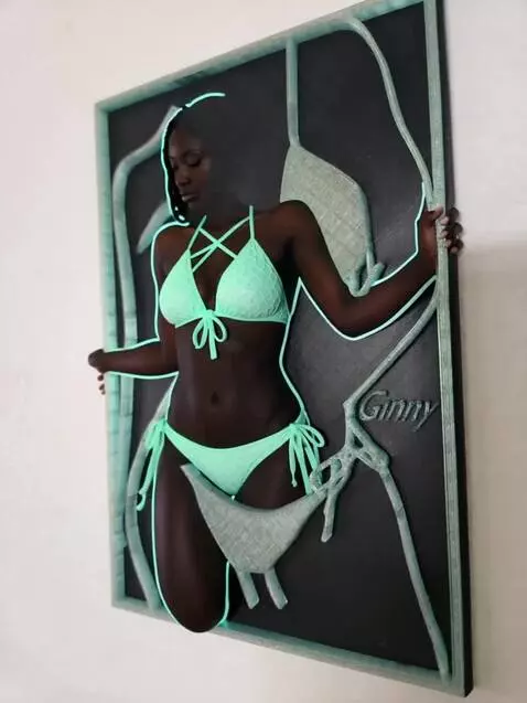 AI Video from prompt: The female silhouette begins to walk off the wal