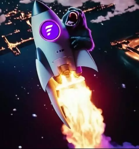 AI Video from prompt: fomo ape flies up straight into the sky as fomo 