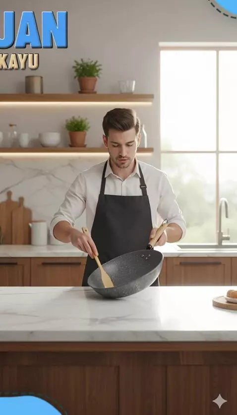 AI Video from prompt: Buat orang dalam gambar bergerak sedang memasak 