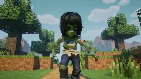 AI Video from prompt: Minecraft zombie girl anime style