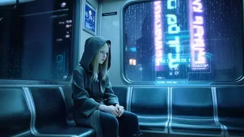 AI Video from prompt: Scene 4: Riding the Train. A cinematic ultra-det