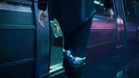 AI Video from prompt: Scene 3: Boarding the underground Train.  A cine