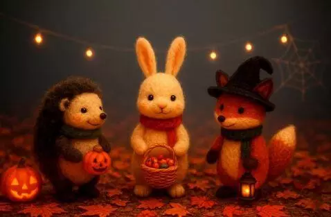 AI Video from prompt: lanterns sway in the wind, Halloween music plays