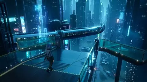 AI Video from prompt: Scene .Approaching the Monorail Station. A cinem