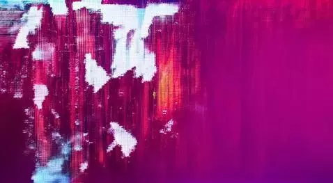 AI Video from prompt: a forest and mountains appear on the glitching s