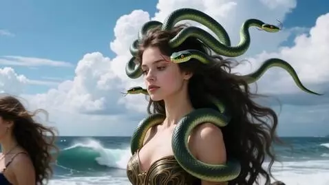 AI Video from prompt: По небу плывут облака, море волнуется,  волосы д