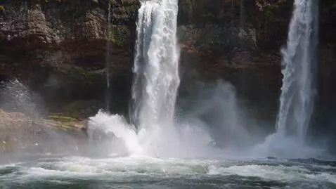 AI Video from prompt: A waterfall in slow motion, where streams of wat
