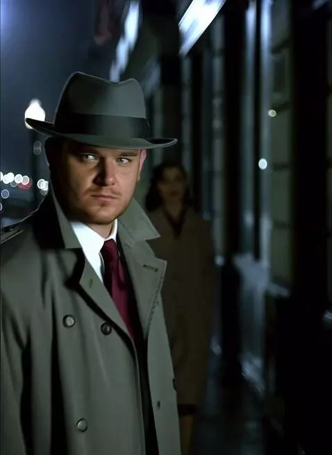 AI Video from prompt: At night in the city of the 1950s, this characte