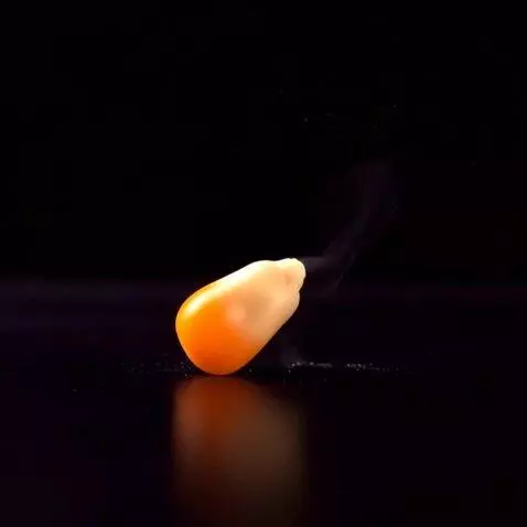 AI Video from prompt: Close-up of a popcorn grain heating up on a hot 