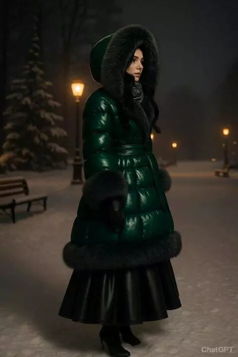 AI Video from prompt: Model is posing demonstrating her luxoriois wint