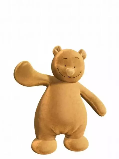 AI Video from prompt: The teddy bear winks and waves at the viewer, th